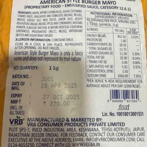 Veeba American style burger mayo 1 kg